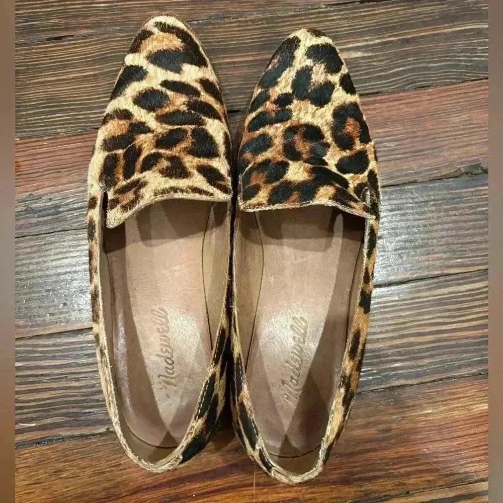 Madewell The Orson Womens Size 7 Loafer Leopard Print Shoes Calf Hair Leather